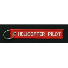 KEY CHAIN, EMBROIDERED, HELICOPTER, RED 